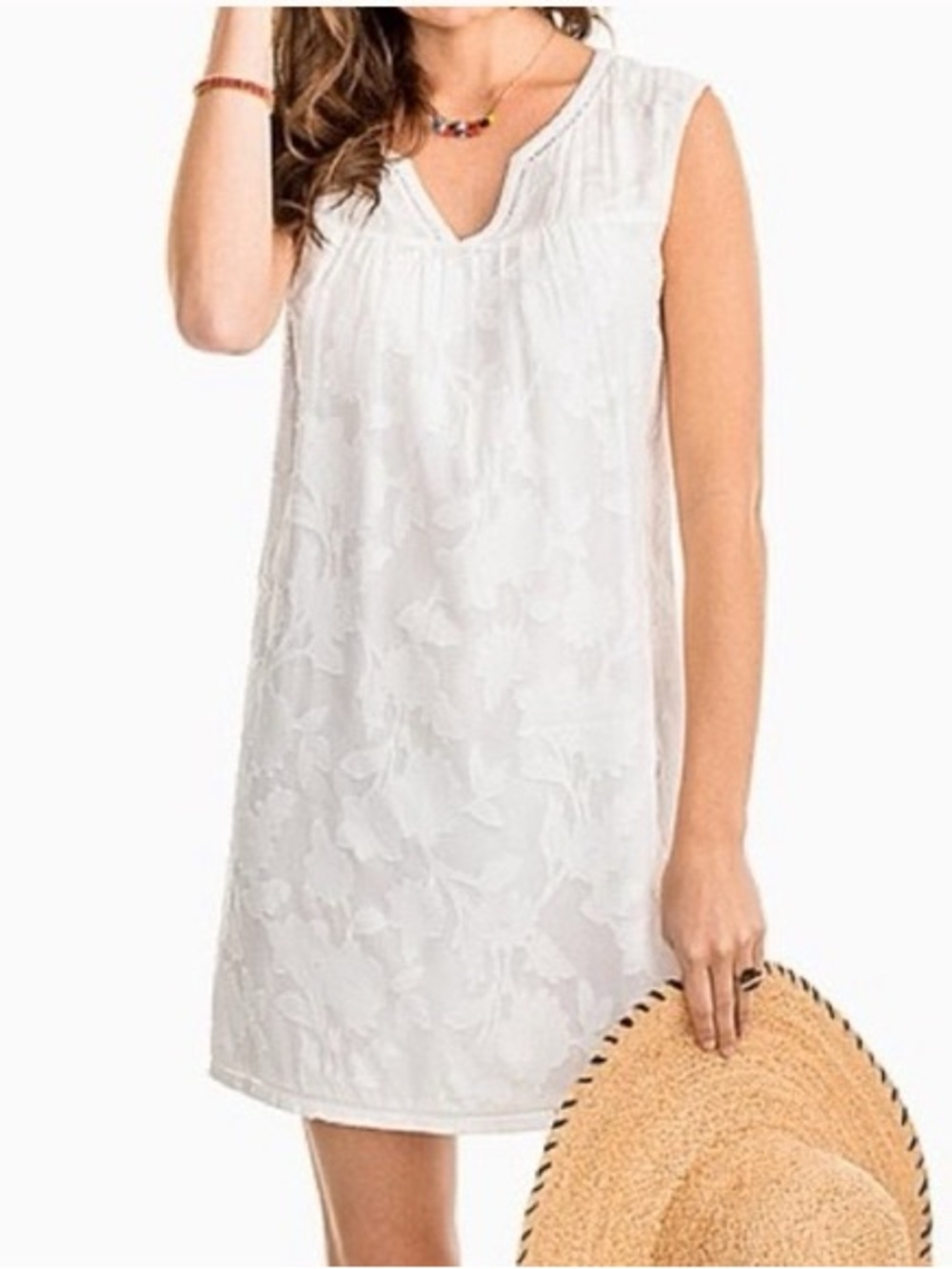 ❤️ Southern Tide CORA Silk Blend White Shift Mini Dress